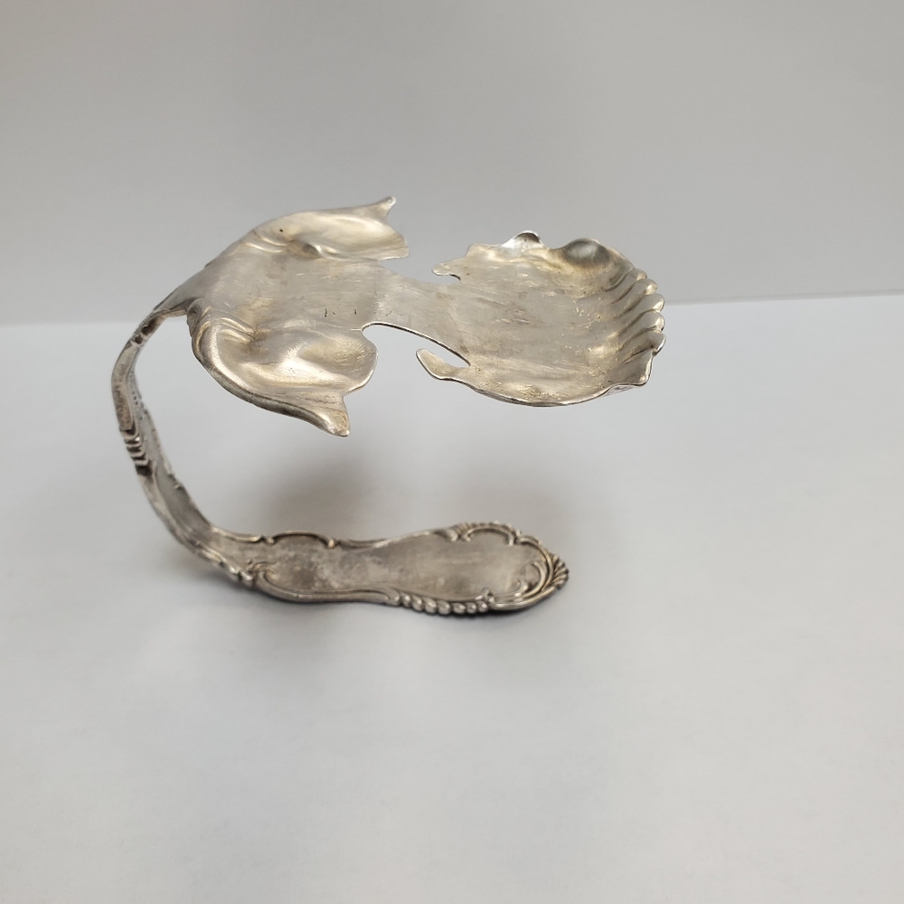 HANDMADE FOLK ART STERLING SILVER SPOON CUFF BRACELET.  VINTAGE 1970'S - Picture 3 of 6